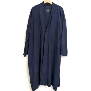Pas De Calais Womens Long Sweater Coat Navy Blue Cotton Size 38 Made In Japan